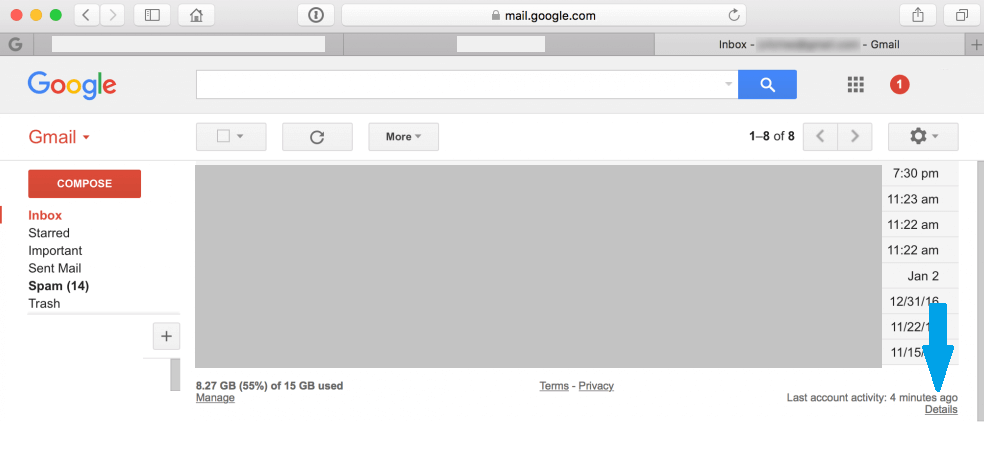gmail Last account activity